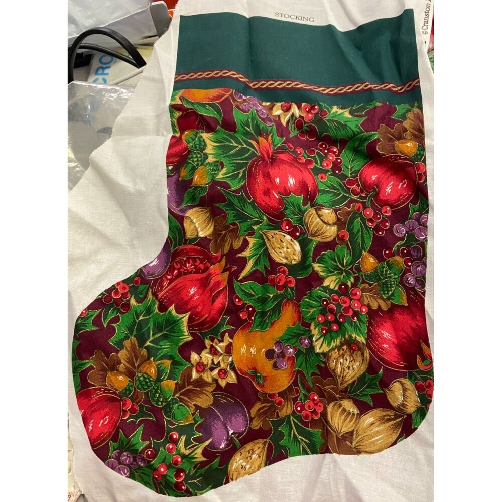 Christmas Stocking Cut & Sew Fabric Panel Vintage V.I.P. Joan Messmore
